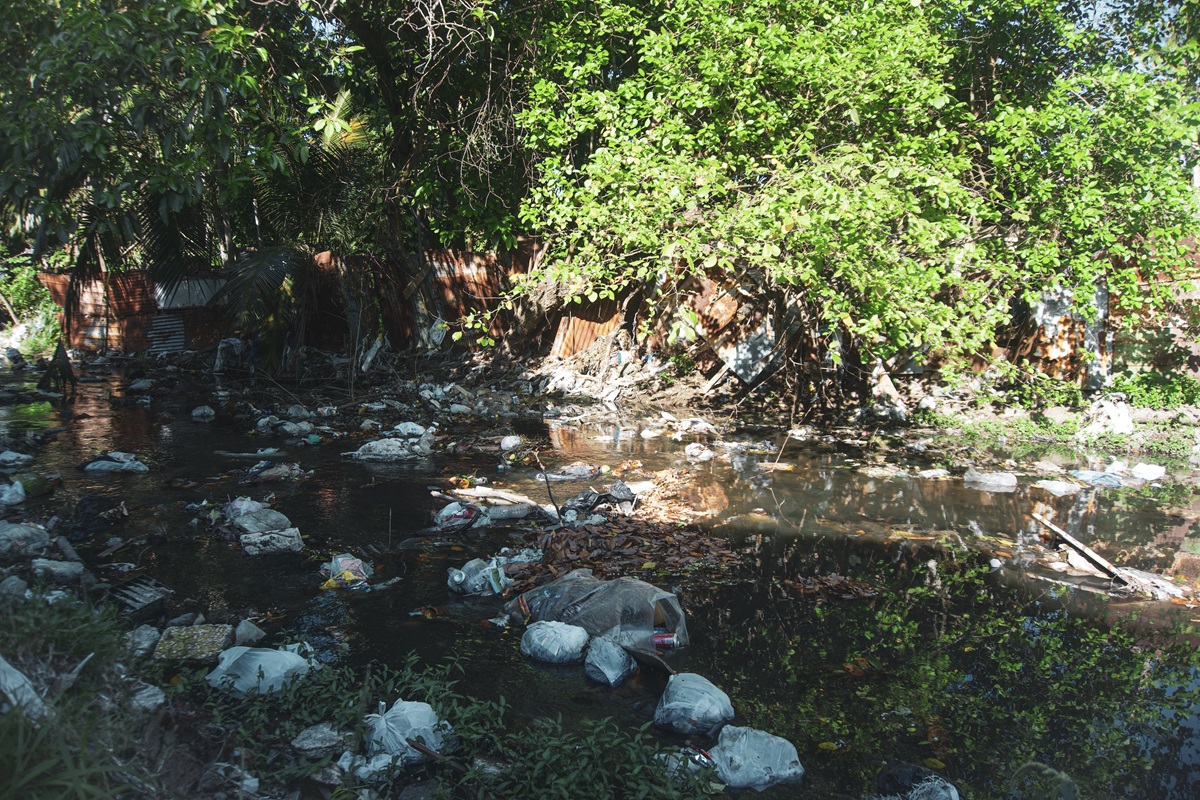 Debido a la basura y la consecuente contaminación, las aguas de Guanabacoa se tornan de color verde olivo (Foto: Leonardo Ruiz Rivera).
